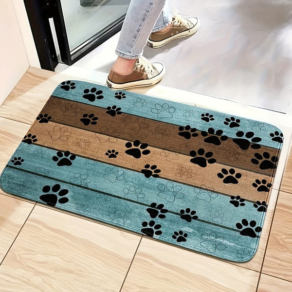 Planet Gates 1pc Footprint Pattern Entrance Door Mat, Absorbent Quick-dry Bathroom Pad, Washable Throw Carpet, Rug For Entryway Bathroom Dining Room Living Room Office Home Spring Decor
