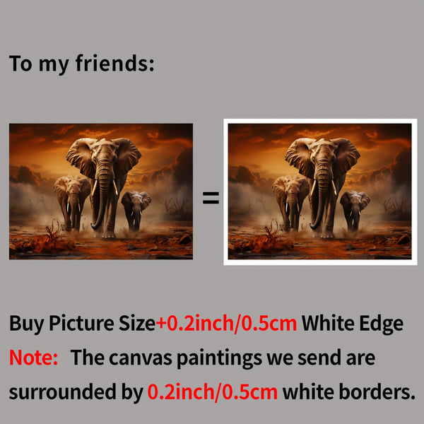 Planet Gates 1pc Framed Animal Canvas Print Poster, Wild Elephant Canvas Wall Art, Artwork Wall Painting For Bathroom Bedroom Office Living Room Wall Decor, Home Decoration