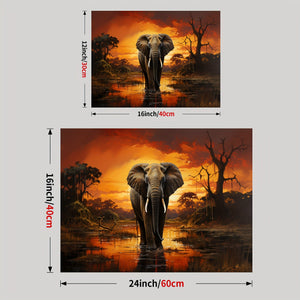 Planet Gates 1pc Framed Animal Canvas Print Poster, Wild Elephant Canvas Wall Art, Artwork Wall Painting For Bathroom Bedroom Office Living Room Wall Decor, Home Decoration