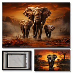 Planet Gates 1pc Framed Animal Canvas Print Poster, Wild Elephant Canvas Wall Art, Artwork Wall Painting For Bathroom Bedroom Office Living Room Wall Decor, Home Decoration