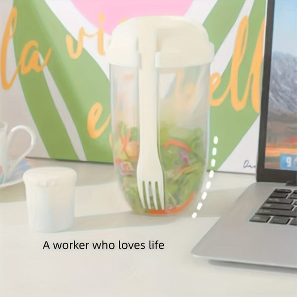 Planet Gates 1pc, Fresh Salad Cup, Keep Fit Salad Meal Shaker Cup, 1000ml/33.81oz, Portable Fruit Vegetable Milk Cup, 19.99cm X 5.92cm