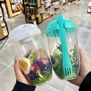 Planet Gates 1pc, Fresh Salad Cup, Keep Fit Salad Meal Shaker Cup, 1000ml/33.81oz, Portable Fruit Vegetable Milk Cup, 19.99cm X 5.92cm