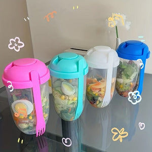 Planet Gates 1pc, Fresh Salad Cup, Keep Fit Salad Meal Shaker Cup, 1000ml/33.81oz, Portable Fruit Vegetable Milk Cup, 19.99cm X 5.92cm