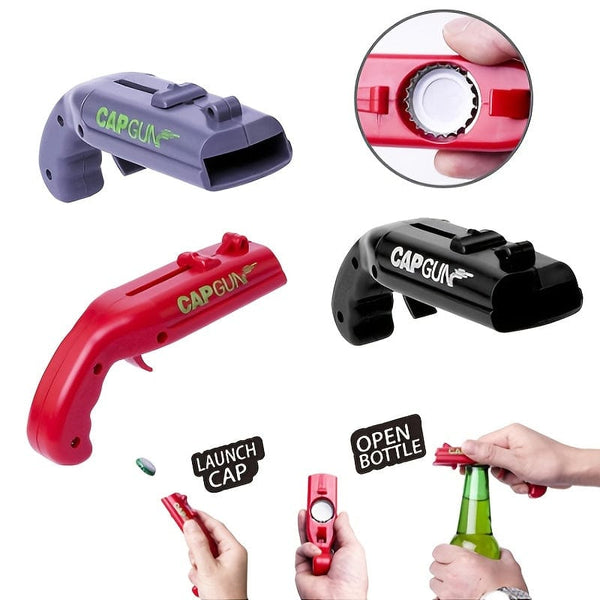 Planet Gates 1pc Funny Cap Gun Bottle Opener with Corkscrew - Perfect for Home Bar, Party, and Wedding Favors