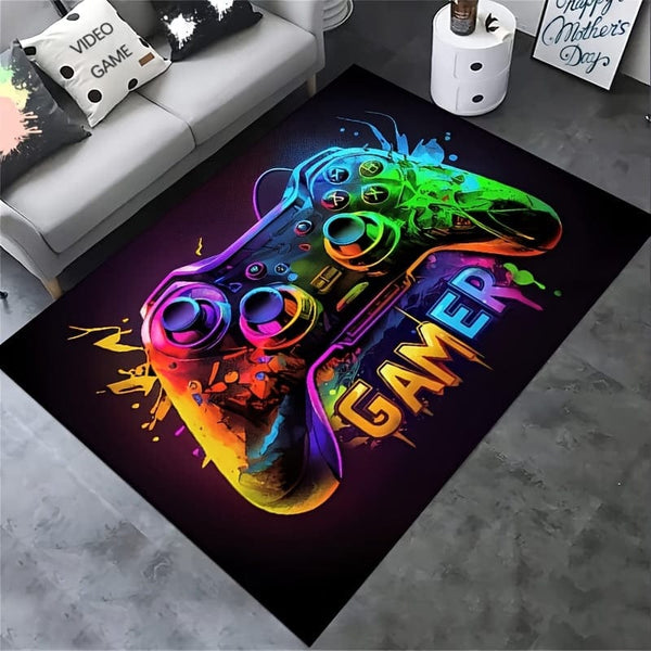 Planet Gates 1pc, Gaming Rug For Room - Gamer Rug With Controller Design For Game Room, Esports Room Game Controller Area Rug For Gamer Carpets For Bedroom Living Room Exercise Rugs Gaming Cyberpunk