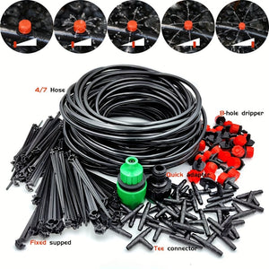 Planet Gates 1pc Garden Irrigation Set DIY Greenhouse DIY Drip Irrigation System Automatic Watering Garden Hose Micro Drip Watering Kits With Adjustable Drippers, 15-30m