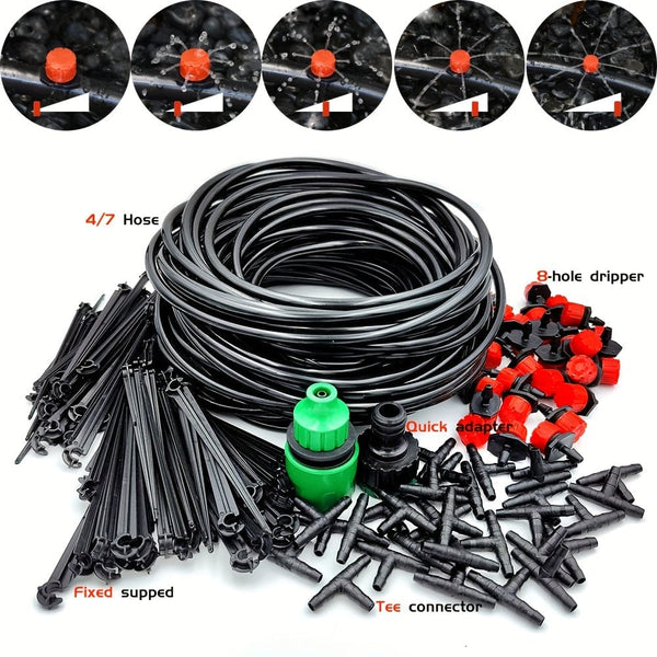 Planet Gates 1pc Garden Irrigation Set DIY Greenhouse DIY Drip Irrigation System Automatic Watering Garden Hose Micro Drip Watering Kits With Adjustable Drippers, 15-30m