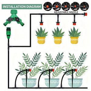 Planet Gates 1pc Garden Irrigation Set DIY Greenhouse DIY Drip Irrigation System Automatic Watering Garden Hose Micro Drip Watering Kits With Adjustable Drippers, 15-30m