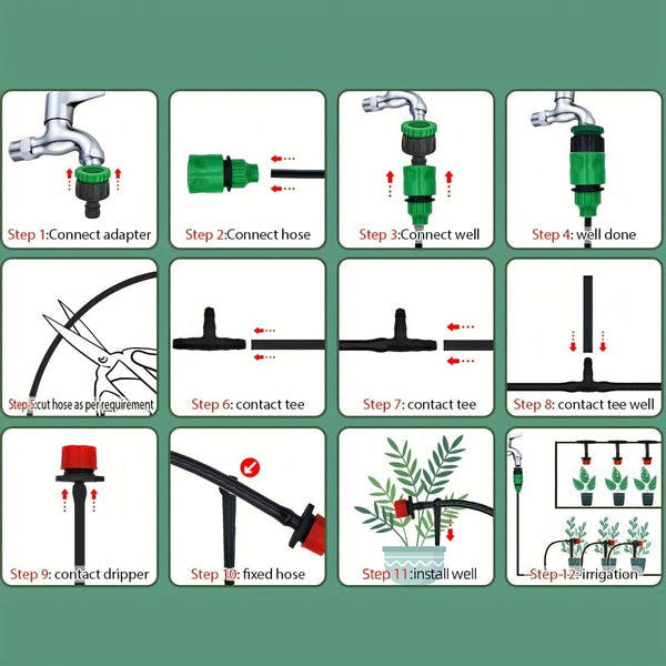 Planet Gates 1pc Garden Irrigation Set DIY Greenhouse DIY Drip Irrigation System Automatic Watering Garden Hose Micro Drip Watering Kits With Adjustable Drippers, 15-30m