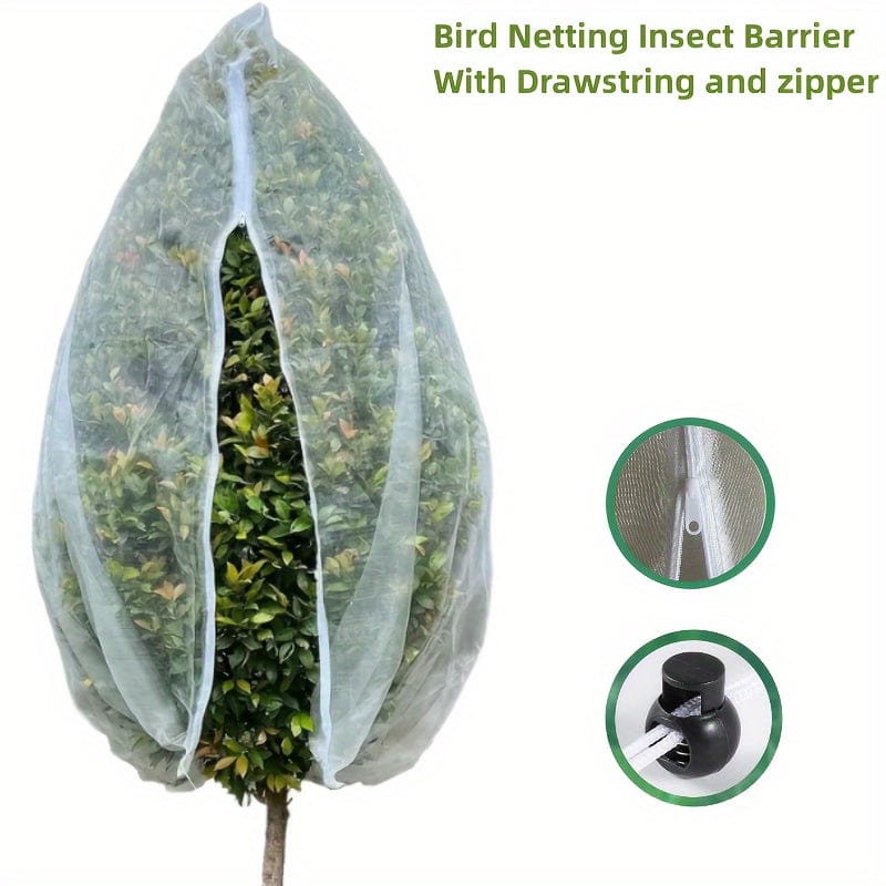 Planet Gates 1pc, Garden Netting, Insect Bird Barrier Netting Mesh With Drawstring And Zipper, Garden Bug Netting Plant Cover Fruit Tree Net For Protect Plant Fruits Citrus Flower From Insect Bird Eating
