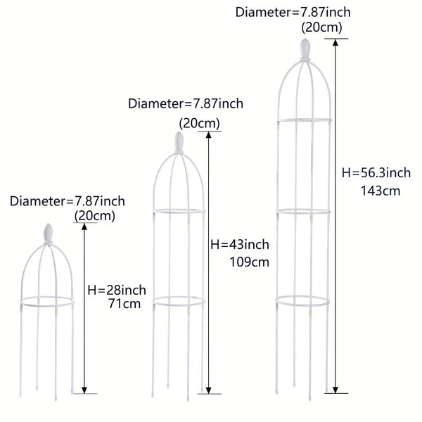 Planet Gates 1pc Garden Obelisk Trellis For Climbing Plants Outdoor, Rustproof Plant Support White, 109.22/143.0cm