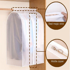 Planet Gates 1pc Garment Clothes Cover Protector, Lightweight Closet Storage Bags Translucent Dustproof Waterproof Hanging Clothing Storage Bag With Full Zipper & Magic Tape & Strap For Coat Dress Windbreaker