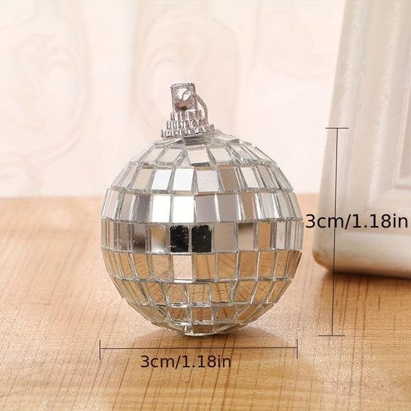 Planet Gates 1pc, Glass Mirror Reflective Disco Ball Christmas Ball Bar Photography Props Wedding Baking Cake Decoration Decoration
