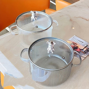 Planet Gates 1pc, Glass Pots For Cooking, Heat Resistant Glass Saucepan, Glass Pot With Lid For Pasta, Noodle, Soup, Milk, Baby Food, Kitchenware, Cookware