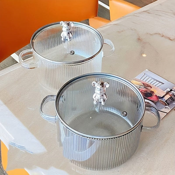 Planet Gates 1pc, Glass Pots For Cooking, Heat Resistant Glass Saucepan, Glass Pot With Lid For Pasta, Noodle, Soup, Milk, Baby Food, Kitchenware, Cookware