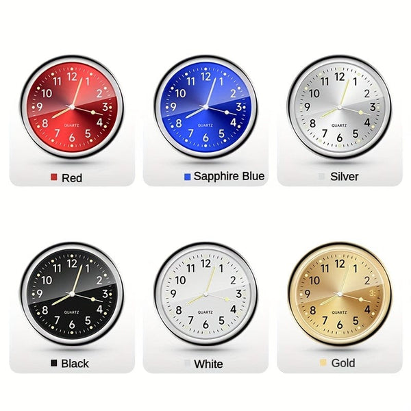 Planet Gates 1pc Glow Decorative Clock Car Clock Mini Quartz Analog Car Dashboard Time Stick-On Clock Watch For Car Decoration Exclusive For High-end Cars