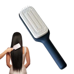 Planet Gates 1pc-Gray Blue Rotatable Self Cleaning Hair Brush Telescopic Massage Airbag Comb Telescopic Cleaning Anti-static Hairdressing Air Cushion Comb