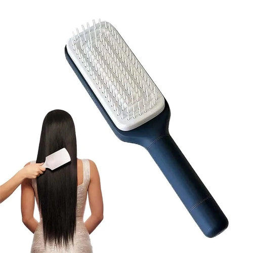 Planet Gates 1pc-Gray Blue Rotatable Self Cleaning Hair Brush Telescopic Massage Airbag Comb Telescopic Cleaning Anti-static Hairdressing Air Cushion Comb