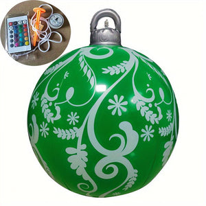 Planet Gates 1pc Green 1pc Christmas Snowflake Inflatable Ball, 60.96cm PVC Inflatable Christmas Decorative Ball For Outdoor Garden Lawn Patio Yard Art Decor