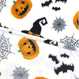 Planet Gates 1pc Halloween Theme Flannel Blanket, Spider Web Witch Hat Black Bat Pumpkin Print, Soft Cozy Throw Blanket For Bed Couch Office Camping And Travel, Warm Lightweight Plush Blanket For All Seasons, Halloween Christmas Gifts