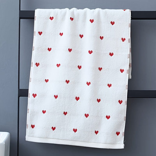 Planet Gates 1pc Heart Pattern Face Towel Gift, Soft And Absorbent Cotton Hand Towel, Ideal For Couples And Lovers, Valentine's Day Gifts, Bathroom Supplies, Home Supplies