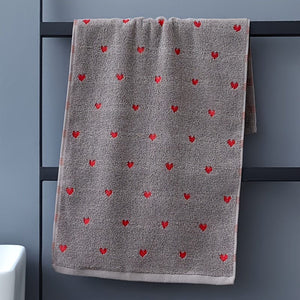 Planet Gates 1pc Heart Pattern Face Towel Gift, Soft And Absorbent Cotton Hand Towel, Ideal For Couples And Lovers, Valentine's Day Gifts, Bathroom Supplies, Home Supplies