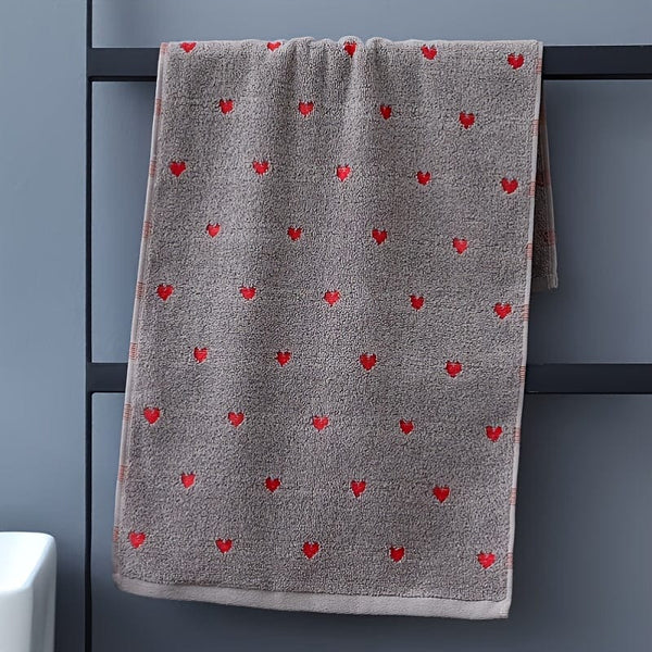 Planet Gates 1pc Heart Pattern Face Towel Gift, Soft And Absorbent Cotton Hand Towel, Ideal For Couples And Lovers, Valentine's Day Gifts, Bathroom Supplies, Home Supplies