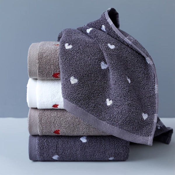 Planet Gates 1pc Heart Pattern Face Towel Gift, Soft And Absorbent Cotton Hand Towel, Ideal For Couples And Lovers, Valentine's Day Gifts, Bathroom Supplies, Home Supplies