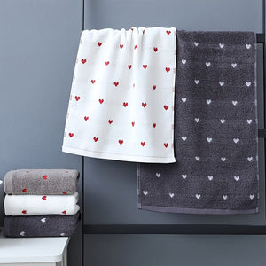 Planet Gates 1pc Heart Pattern Face Towel Gift, Soft And Absorbent Cotton Hand Towel, Ideal For Couples And Lovers, Valentine's Day Gifts, Bathroom Supplies, Home Supplies