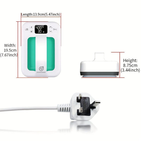 Planet Gates 1pc Heat Press Machine UK Plug 220 Voltage 17.78 X 12.7 Cm Easy Press Heat Transfer Printing Machine Portable Iron Heat Press Machines For T-Shirts And HTV Vinyl Projects