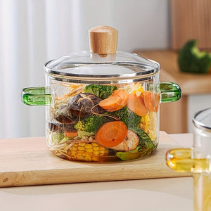 Planet Gates 1pc High Borosilicate Glass Pot, Open Fire Heat Resistant Pot, Household Transparent Double Ear Stew Pot, Electric Pot, furnace Heating Cooking Pot, Soup Pot, Household Cookware