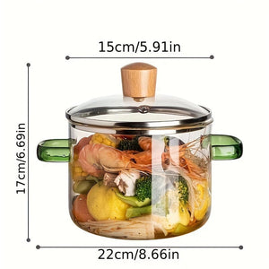 Planet Gates 1pc High Borosilicate Glass Pot, Open Fire Heat Resistant Pot, Household Transparent Double Ear Stew Pot, Electric Pot, furnace Heating Cooking Pot, Soup Pot, Household Cookware