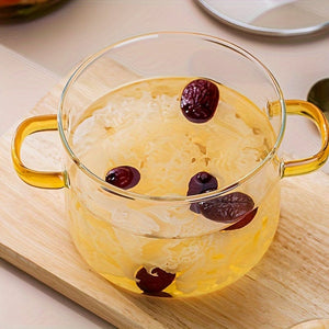 Planet Gates 1pc High Borosilicate Glass Pot, Open Fire Heat Resistant Pot, Household Transparent Double Ear Stew Pot, Electric Pot, furnace Heating Cooking Pot, Soup Pot, Household Cookware