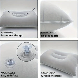 Planet Gates 1pc Inflatable Square Pillow, Portable Inflatable Pillow, Small Square Velvet Travel Air Pillow, Comfortable Inflatable Pillow For Office, Camping, Hiking, Car, Nap And Holiday Travel