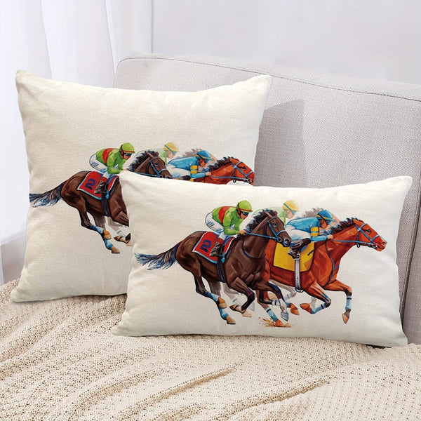 Planet Gates 1pc, Kentucky Derby Throw Pillow Cover, Run For The Roses Jockey Horse Racing Themed Party Decoration For Couch Sofa,Without Pillow Insert