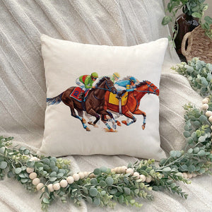 Planet Gates 1pc, Kentucky Derby Throw Pillow Cover, Run For The Roses Jockey Horse Racing Themed Party Decoration For Couch Sofa,Without Pillow Insert