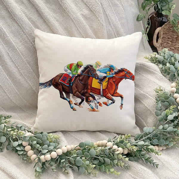Planet Gates 1pc, Kentucky Derby Throw Pillow Cover, Run For The Roses Jockey Horse Racing Themed Party Decoration For Couch Sofa,Without Pillow Insert