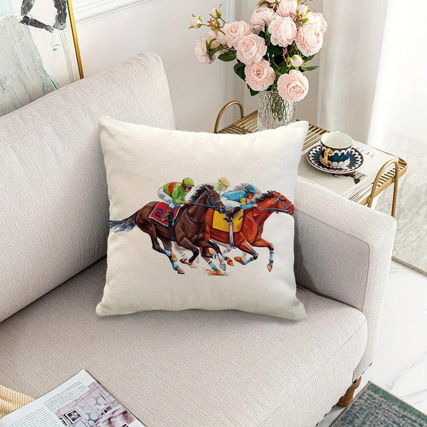 Planet Gates 1pc, Kentucky Derby Throw Pillow Cover, Run For The Roses Jockey Horse Racing Themed Party Decoration For Couch Sofa,Without Pillow Insert