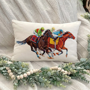 Planet Gates 1pc, Kentucky Derby Throw Pillow Cover, Run For The Roses Jockey Horse Racing Themed Party Decoration For Couch Sofa,Without Pillow Insert
