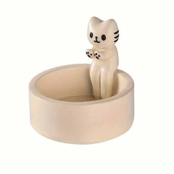 Planet Gates 1pc, Kitten Candle Holder, Office Decoration Ceramic Art Dining Table Candle Holder Decoration, Kitten Style Creative Design Candle Holder, Cartoon Kitten Candle Holder, Room Decor