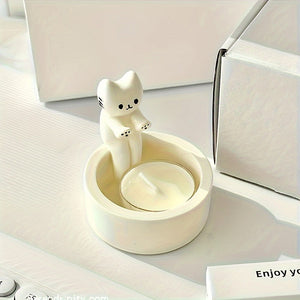 Planet Gates 1pc, Kitten Candle Holder, Office Decoration Ceramic Art Dining Table Candle Holder Decoration, Kitten Style Creative Design Candle Holder, Cartoon Kitten Candle Holder, Room Decor