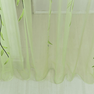 Planet Gates 1pc Leaf Print Green and Purple Sheer Curtain - Soft Tulle Window Treatment for Living Room, Bedroom, Balcony - Elegant Home Decor