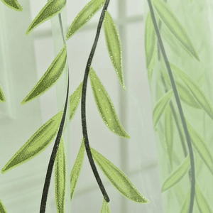 Planet Gates 1pc Leaf Print Green and Purple Sheer Curtain - Soft Tulle Window Treatment for Living Room, Bedroom, Balcony - Elegant Home Decor