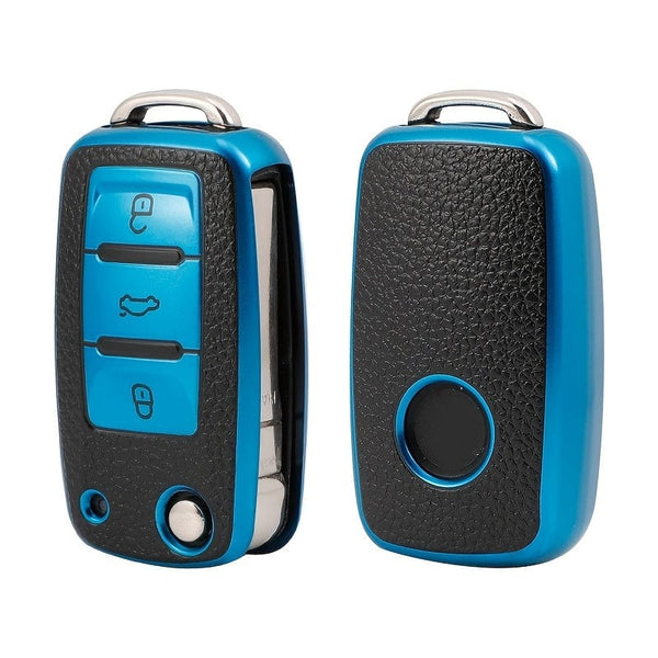 Planet Gates 1pc Leather TPU Car Key Case Cover Fob Shell For VW Volkswagen Polo Tiguan Passat Golf Jetta Beetle Caddy For Skoda Kodiaq Superb Octavia Accessories