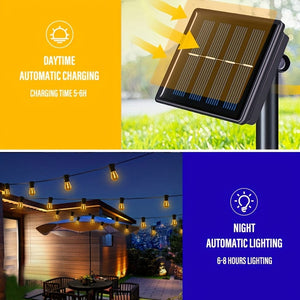 Planet Gates 1pc LED Solar String Lights, Waterproof Outdoor Christmas Decoration Bulb Retro Holiday Garland Garden Furniture Fairy Garden Lights, Halloween Decorations Lights Outdoor