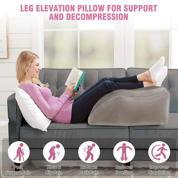 Planet Gates 1pc Leg Elevation Pillow Inflatable Wedge Pillows Comfort Leg Pillows For Sleeping Leg & Back Relax Leg Support Pillow Leg Wedge Pillows For After Aurgery, Hip, Foot, Ankle Recovery