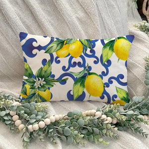 Planet Gates 1pc, Lemon Throw Pillow Cushion Cover,Lemon Fruits With Flowers And Leaves Pattern Decorative Home Decor Sofa Couch Desk Chair Bedroom,Without Pillow Insert