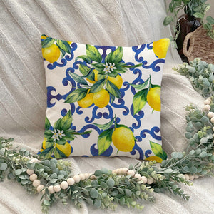 Planet Gates 1pc, Lemon Throw Pillow Cushion Cover,Lemon Fruits With Flowers And Leaves Pattern Decorative Home Decor Sofa Couch Desk Chair Bedroom,Without Pillow Insert