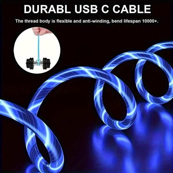 Planet Gates 1pc Light Up Charging Cable LED Flowing Charing Cable For Type-C Interface