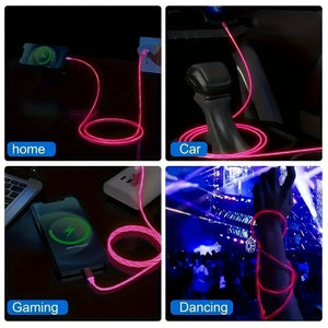 Planet Gates 1pc Light Up Charging Cable LED Flowing Charing Cable For Type-C Interface